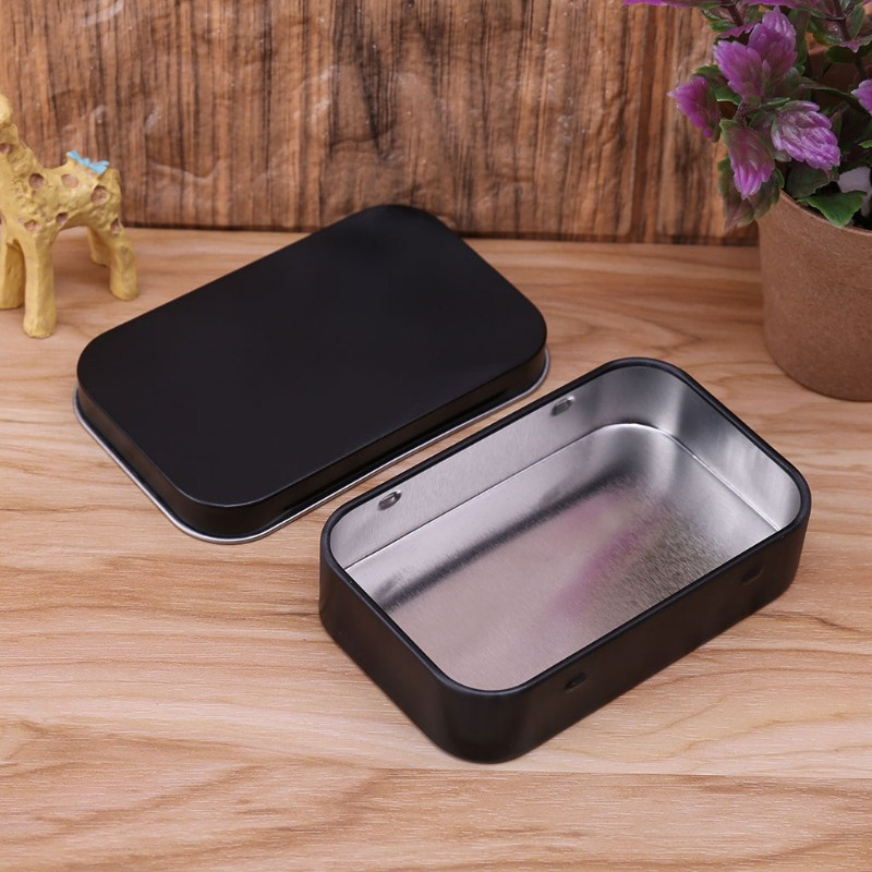 CRE  Storage Box Small Jewelry Candy Coin Key Organizer Tin Flip Black Gifts Packing