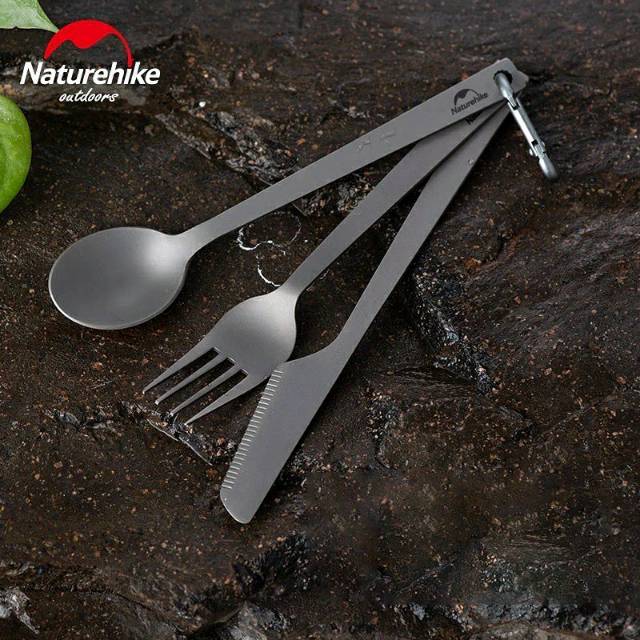 SENDOK SET TITANIUM NATUREHIKE NH19T011-D // SENDOK GARPU PISAU TITANIUM