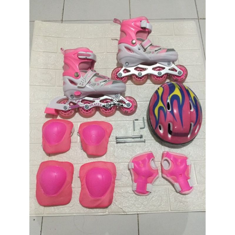 SEPATU RODA ANAK INLINE SKATE POWER / SEPATU RODA ANAK FULLSET HELM DAN DEKKER KEREN/SEPATU RODA MODEL BAJAJ STYLE TERHITS FREE BAUT DAN KUNCI L