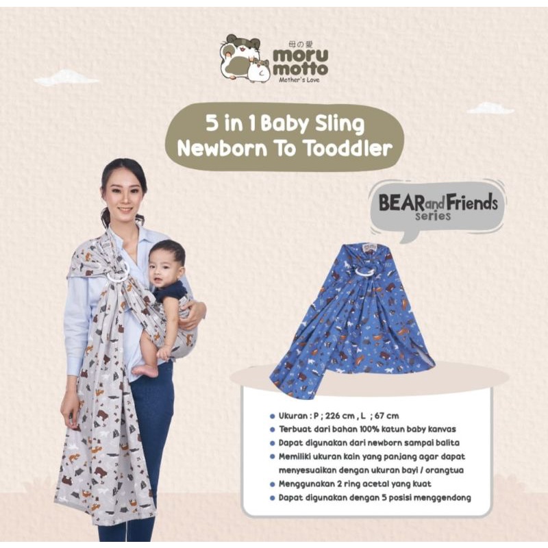 Moru motto 5in1 baby sling MMG4003 / gendongan bayi ring sling