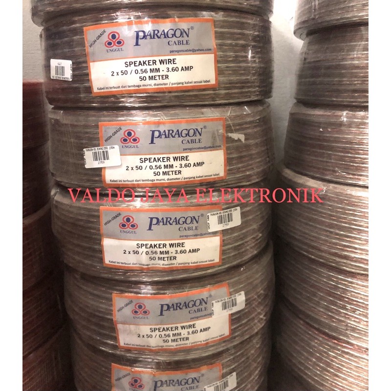 PARAGON Kabel Speaker 2x50 / Meter Kabel Serabut Kabel Transparan Kabel Bening Kabel TOA Kabel Audio