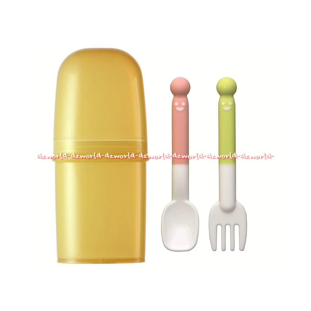 Pigeon Self Wean Spoon &amp; Fork With Case Sendok Garpu Untuk Bayi +12 Peralatan Makan Bayi Pigen