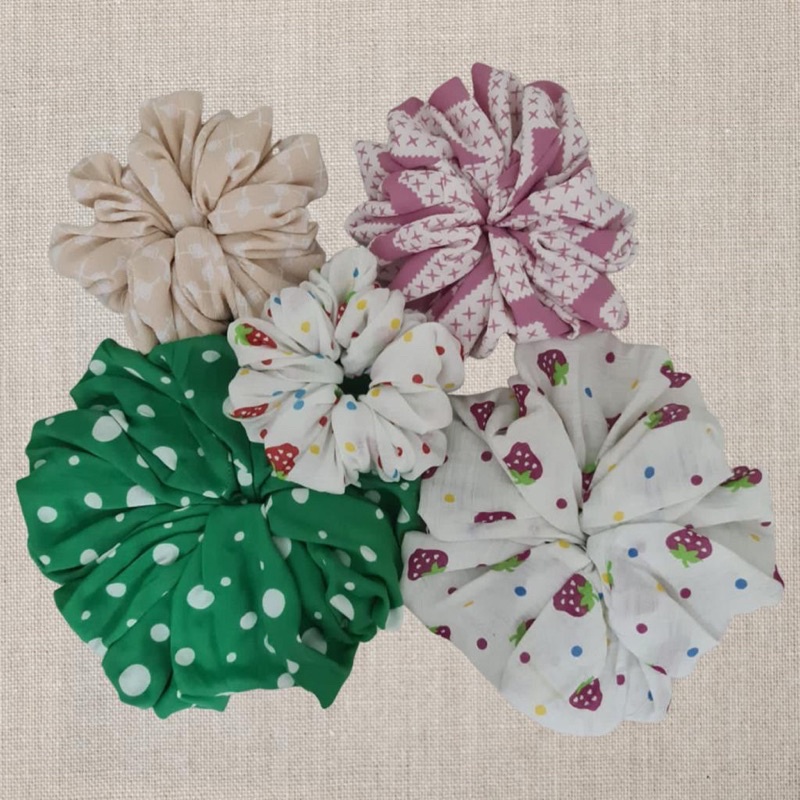 Ikat Pita Rambut Model Scrunchie Fashion Korea Harga Isi Paket 4 Ukuran