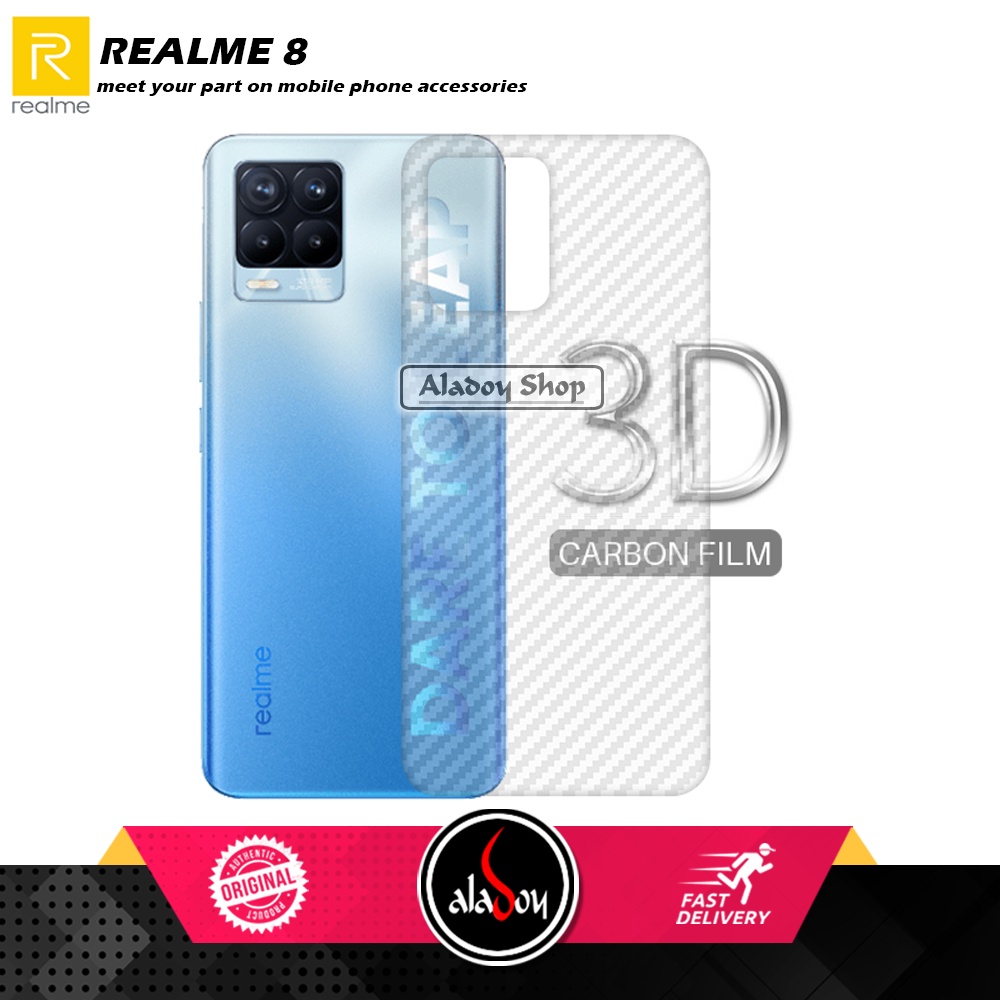 Case REALME 8 Armor Fushion Transparent Casing + Tempered Glass Full Layar dan Skin Carbon