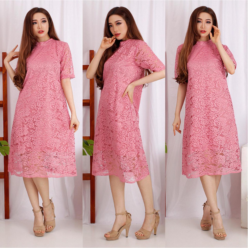 Dress CAROLOLINE  LOLI (6 WARNA) Brukat Tulang Corneli Tebal Dijamin RealPict
