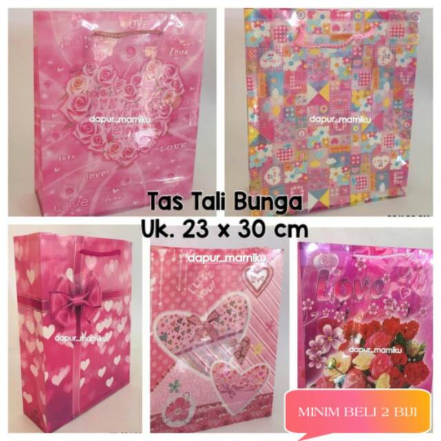 Tas Tali Motif Bunga  Tas Tali Souvenir Goodie Bag uk. 23 x 30 cm