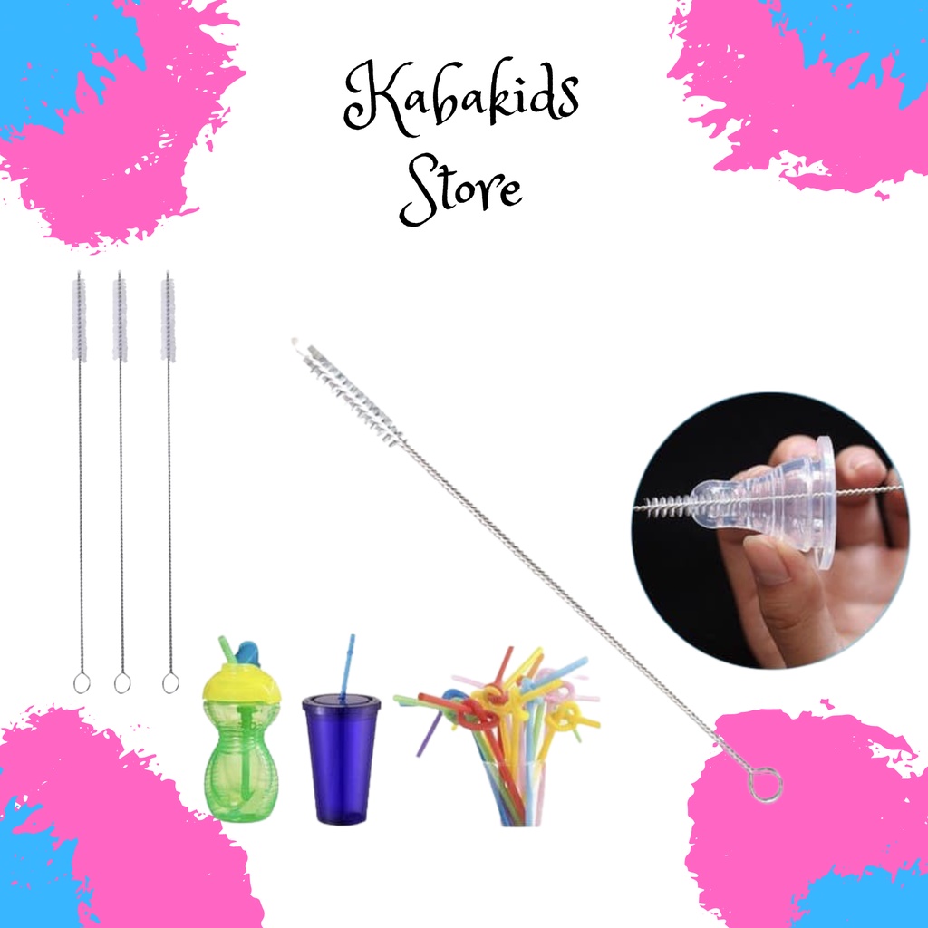 Sikat Pembersih Sedotan Stainless Brush Straw Sikat Pembersih Dot Anak 17 Cm - Kabakids Store