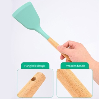 ELDE 1 - Spatula silikon gagang kayu tahan panas / spatula silicone color wooden handle / sutil silikon gagang kayu tahan panas / sodet alat masak