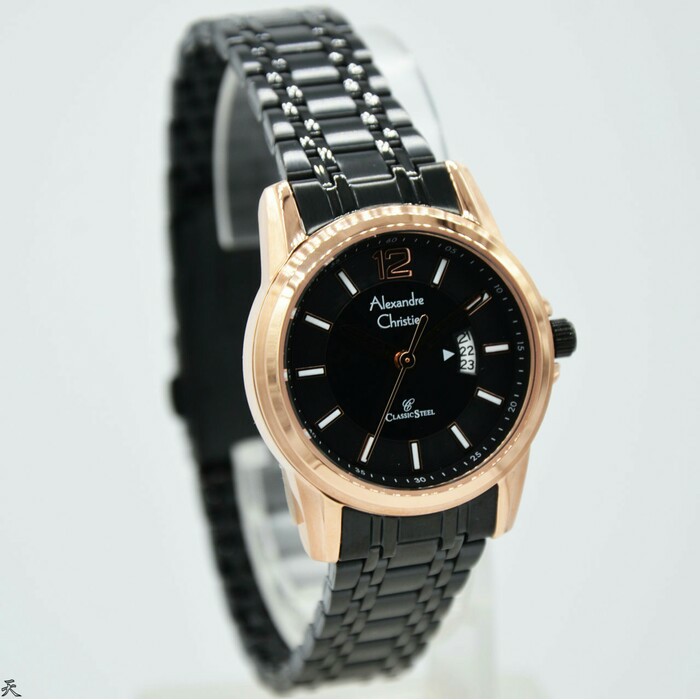JAM TANGAN ALEXANDRE CHRISTIE AC 8325 WANITA ROSEGOLD BLACK ORIGINAL GARANSI