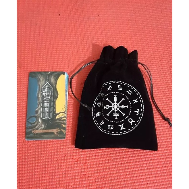 [BISA COD] Pouch Kartu Tarot Beludru Motif | Tas Penyimpanan Kartu Tarot Ukuran 13x18 cm