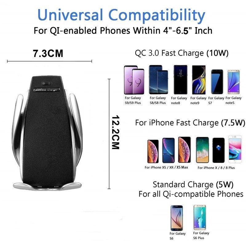 HOLDER HANDPHONE CHARGER WIRELESS Qi OTOMATIS BUKA TUTUP SENSOR INFRARED CANGGIH I SKU-2328