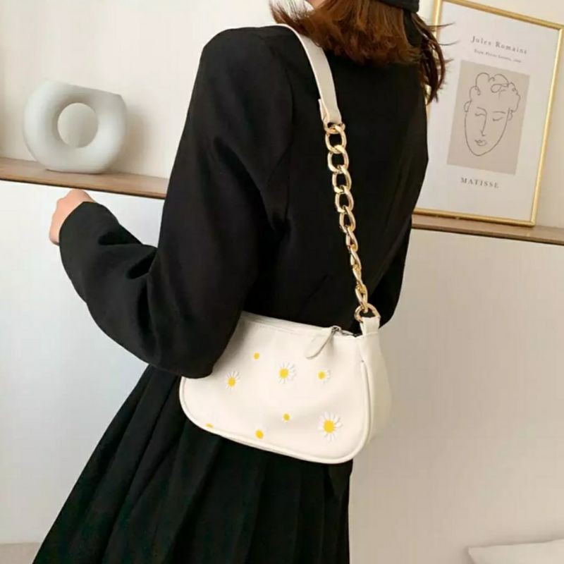 dem_sare / DS1082 - DAISYLA Shoulder Bag Tas Vintage bunga Rante besi Tas shoulder bag wanita vintage Daisy