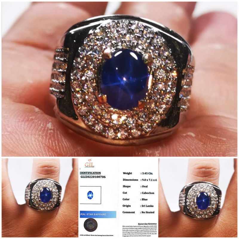 BATU CINCIN NATURAL BLUE STAR SAPPHIRE