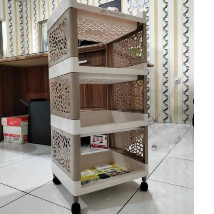 Barang Pilihan.. Rak Apartemen Plastik 4 Susun ELCO FAWSLINE YOYO Happy Call RODA Rak Serbaguna bera