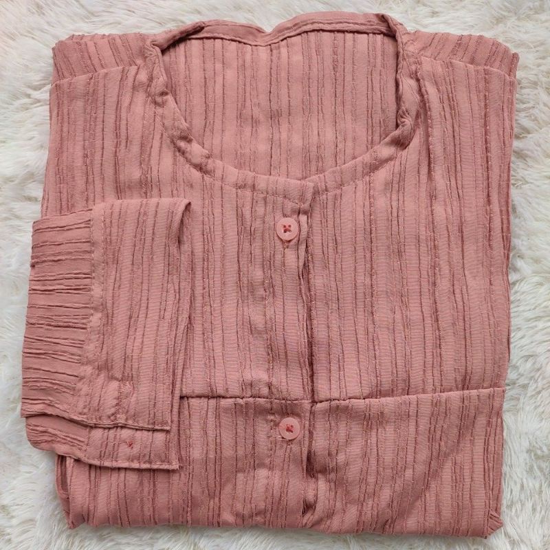 Shakila Maxy Dress Gamis Crinkle Airflow Lady Crush Premium Full Kancing-Shakila dusty pink