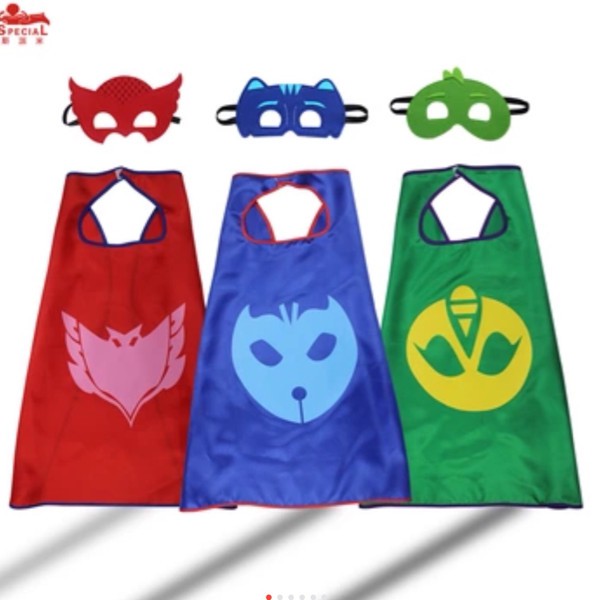 topeng dan sayap PJ mask cape and mask catboy gecko owllette