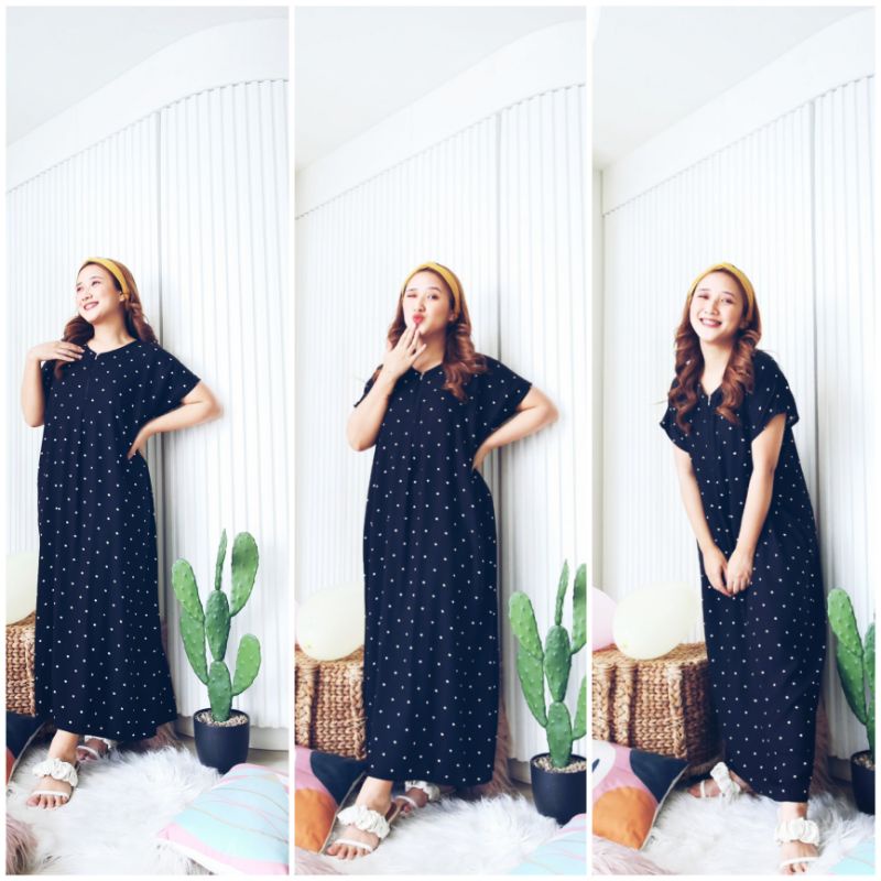 Part 2 Daster Busui Bahan katun rayon premium-Polka navy