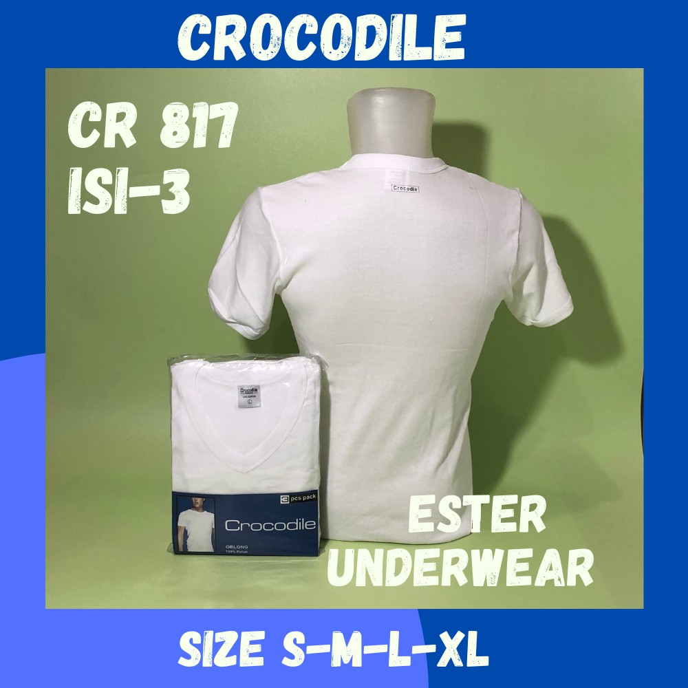 Kaos Oblong Pria Crocodile CR 817 Putih ISI-3 PCS