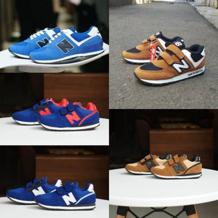Termurah NB anak Perekat size 28 - 32 sepatu pria dan wanita sneakers hitam
