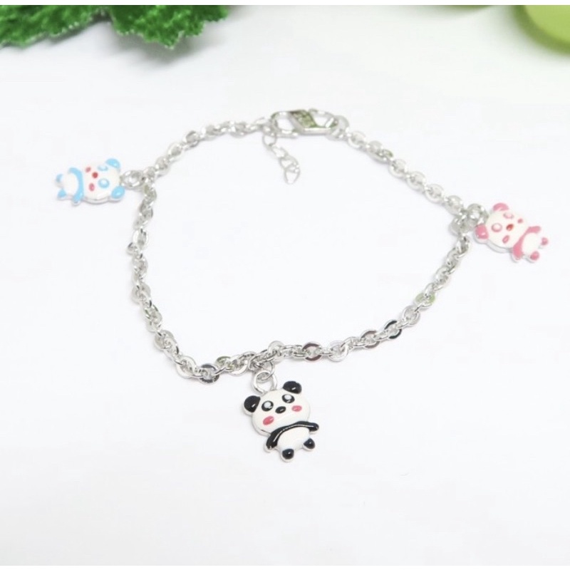 JNCGA074 GELANG ANAK BAYI BALITA PANDA 3W SILVER925 LAPIS EMAS PUTIH
