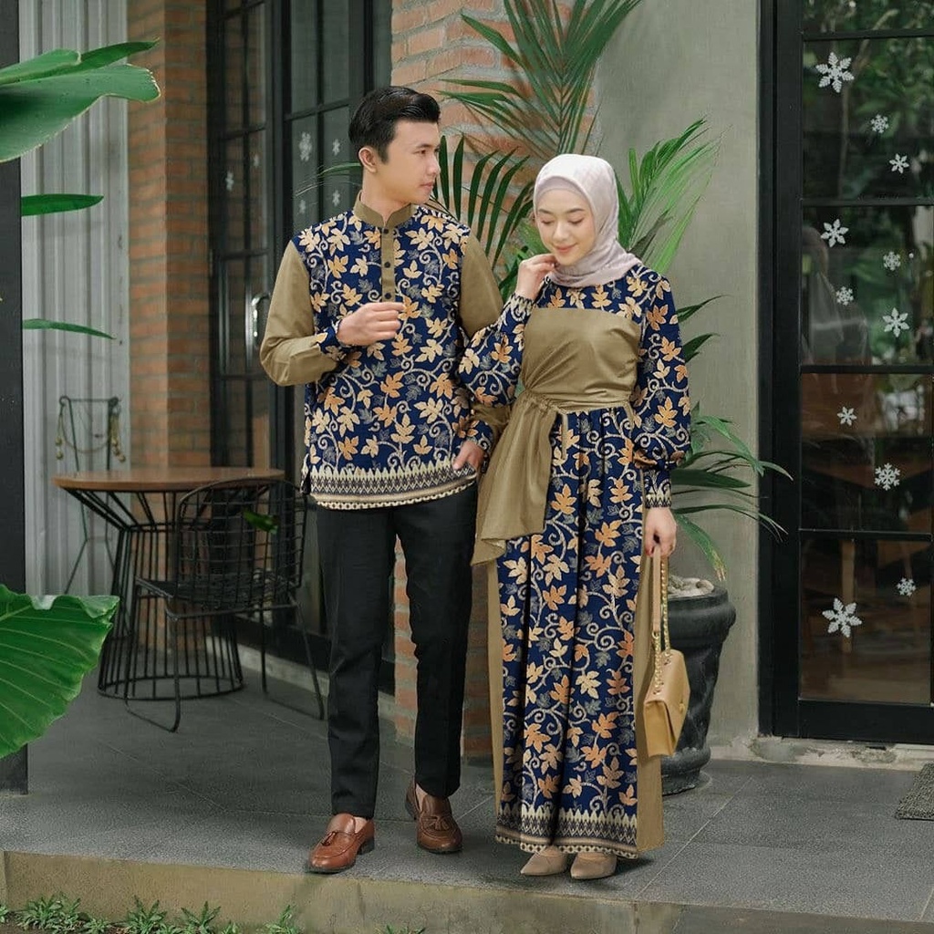 [BM] Batik/Muslim Wanita Couple Pria Pesta Kondangan kekinian Kapelan Nikahan Cowok cewek Baju Pesta 2022 Baju Couple Kekinian Baju Cople Ramadhan