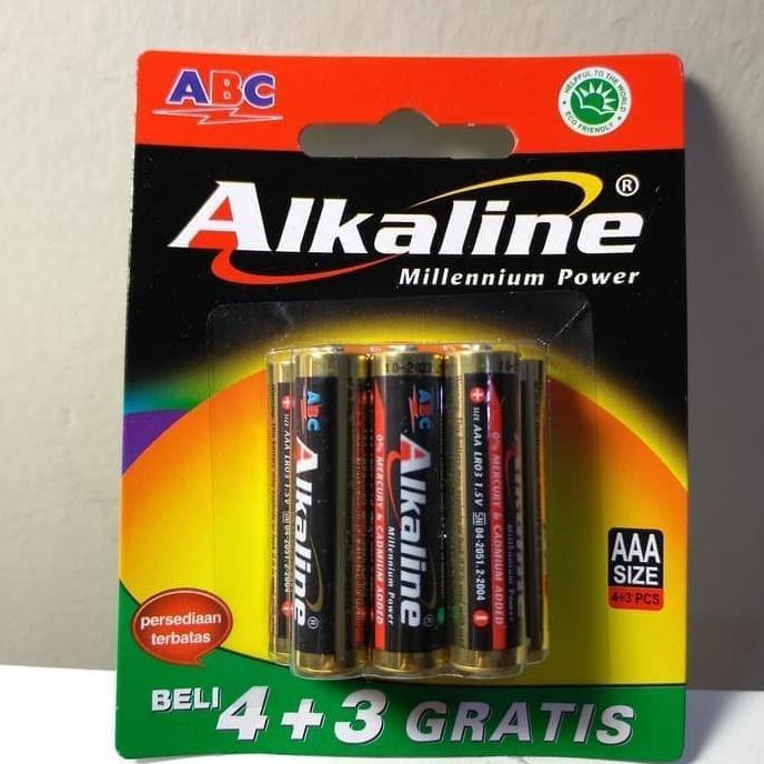 Baterai ABC ALKALINE AAA/A3- 7Pcs | Battery ABC ALKALINE AAA isi 4+3