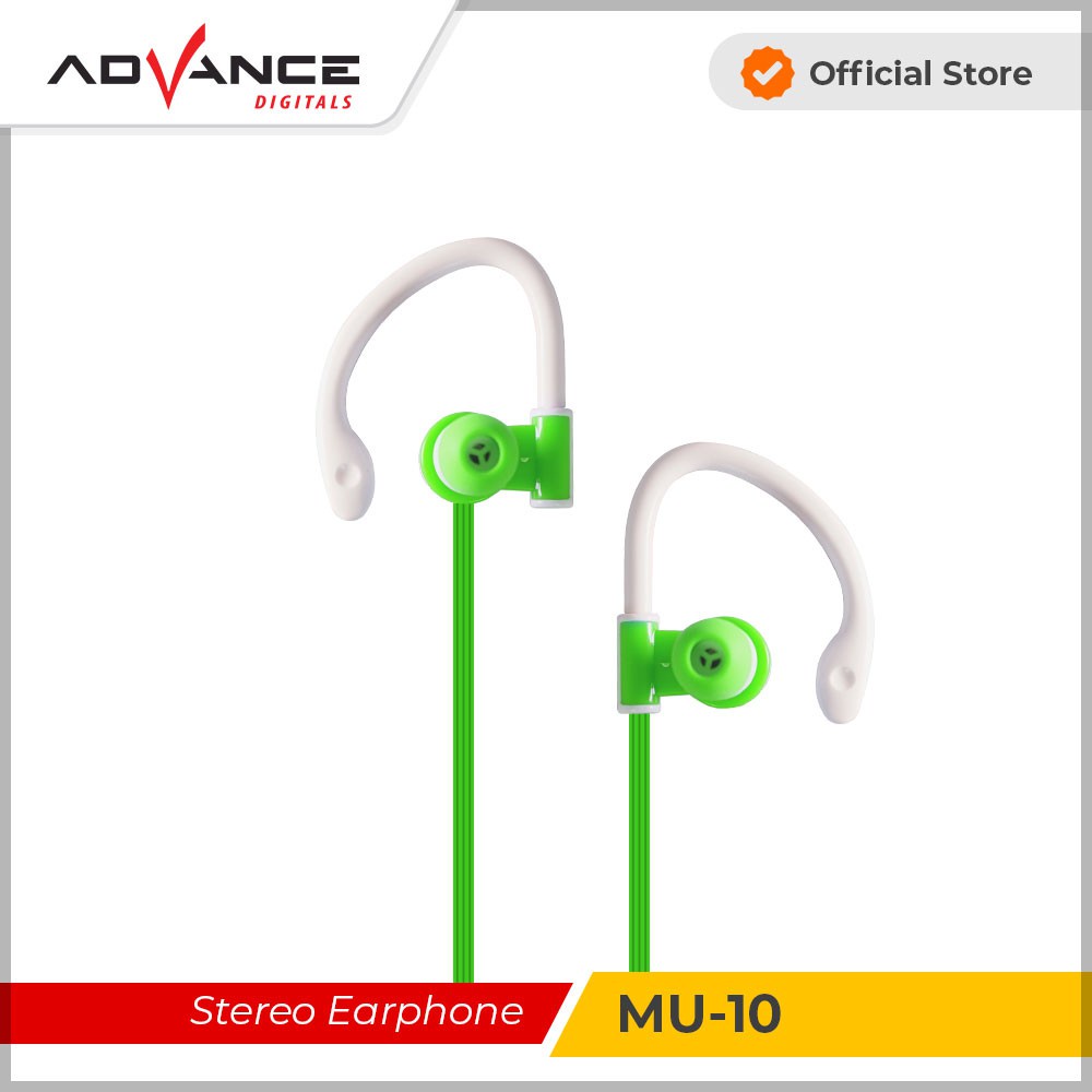 Advance Digitals Earphone Bluetooth 3.5MM Stereo Headset Powerful Sound With Mic MU10 Garansi Resmi 1 tahun