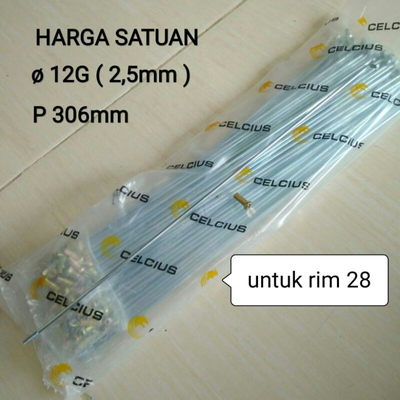 1 pcs jari ruji spoke sepeda 28 inch 12G onthel ontel onta kebo becak