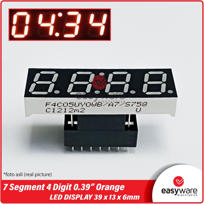 7 Segment 4 Digit 0.39 INCH 14 Pin Comomn Cathode ORANGE