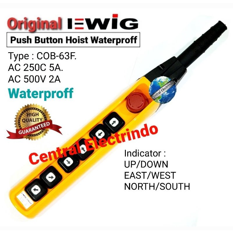 Push Button Hoist EWIG COB-63F + Emergency Stop New Model Waterproff.