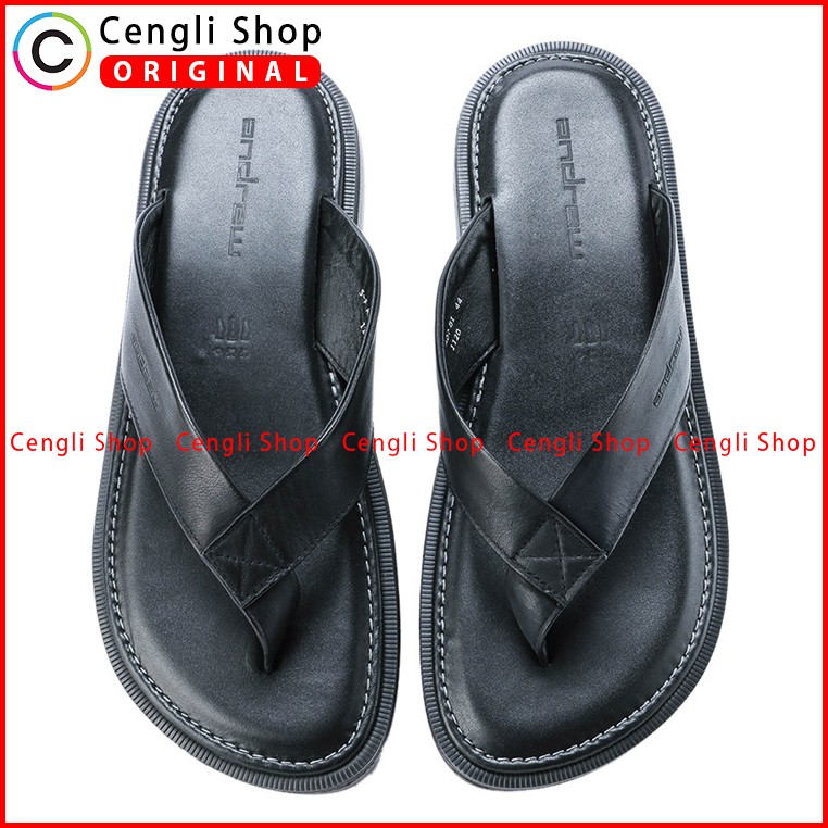 ANDREW SANDAL JEPIT PRIA TERBARU ORIGINAL CASUAL KULIT HITAM ANM12