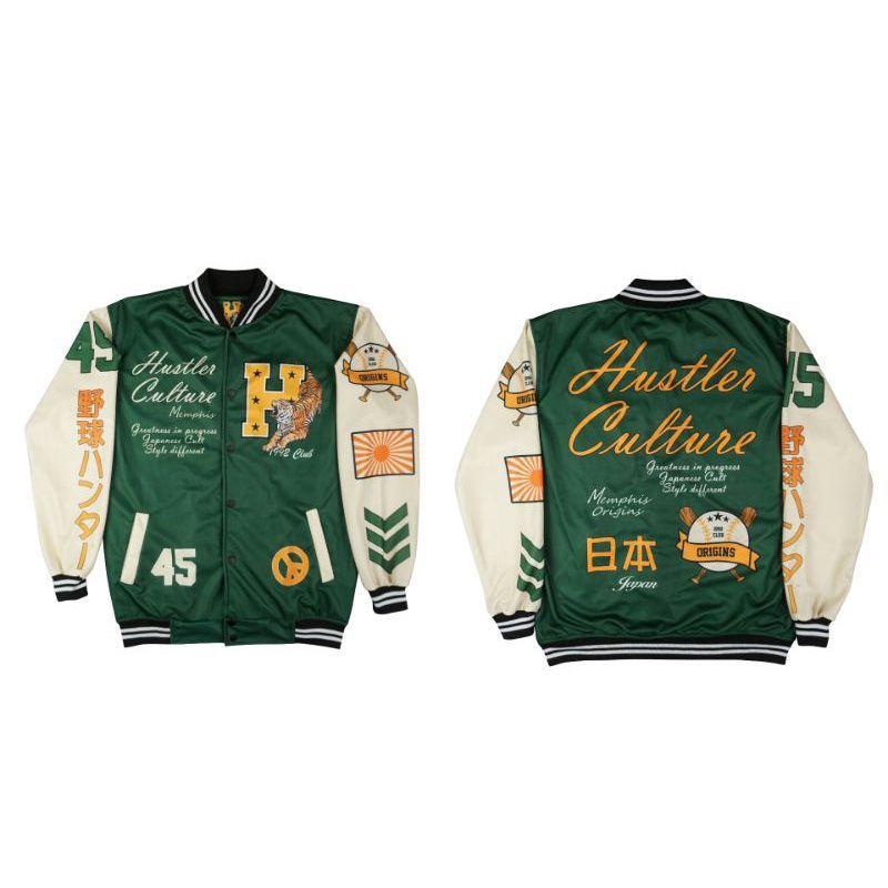 JACKET VARSITY BASEBALL MOTIP TERBARU PRIA WANITA SAIZE L&XL / BASEBALL HUSTLE / BASEBALL KAMIKAZE-BASE H45