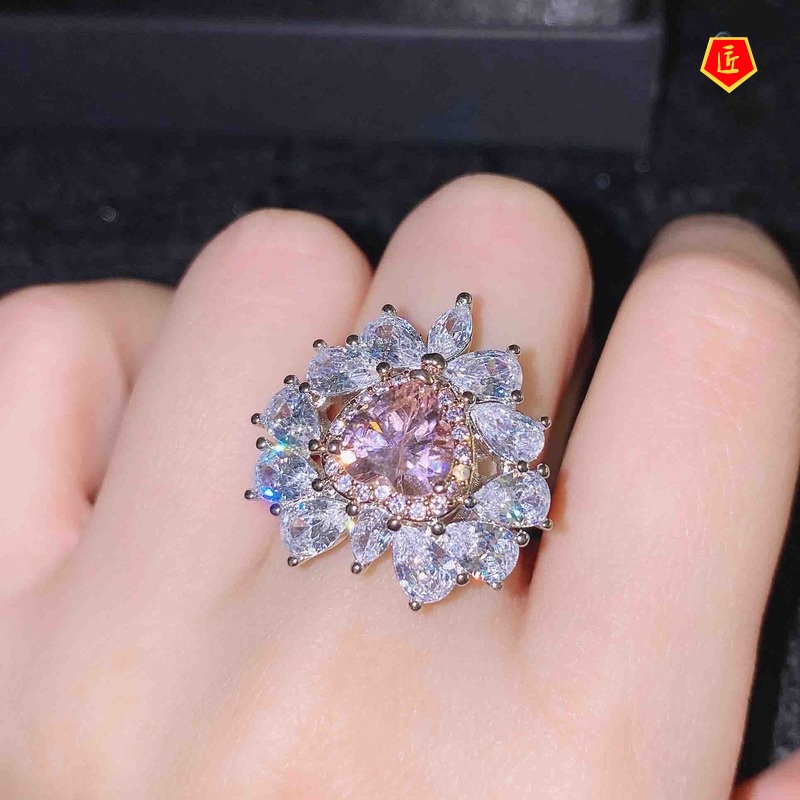 [Ready Stock]Love Heart-Shaped Natural Pink Diamond Ring