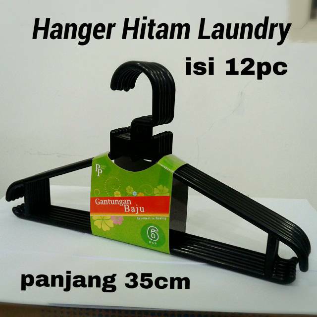 PROMO... HANGER PLASTIK HITAM - 12pc GANTUNGAN BAJU HITAM -    KASTOK BAJU