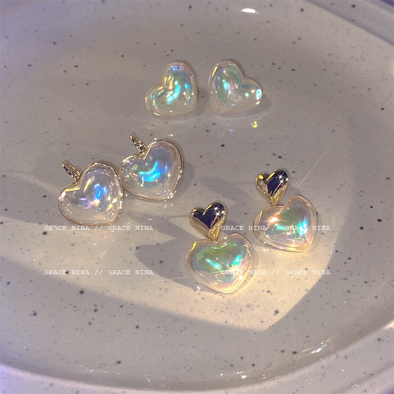 AY(CN) Anting Tusuk Gantung Desain Hati Hias Kristalmutiara Gaya Elegansimple Untuk Wanita