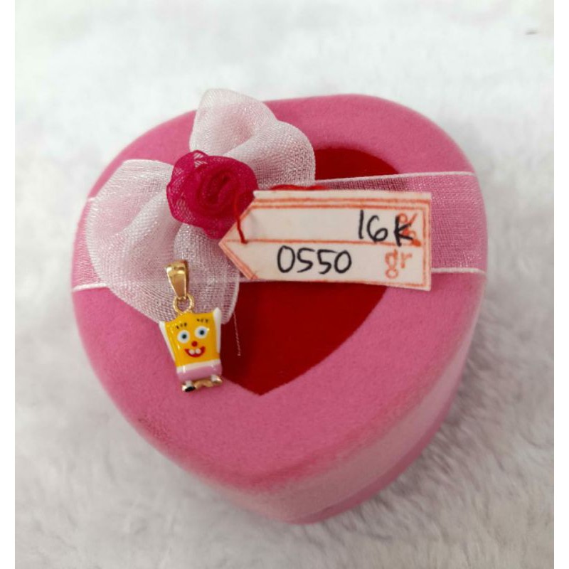 LT990E416E liontin emas boneka spongebob squarepants emas kuning asli gold berat 0.550 kadar 70% 16k