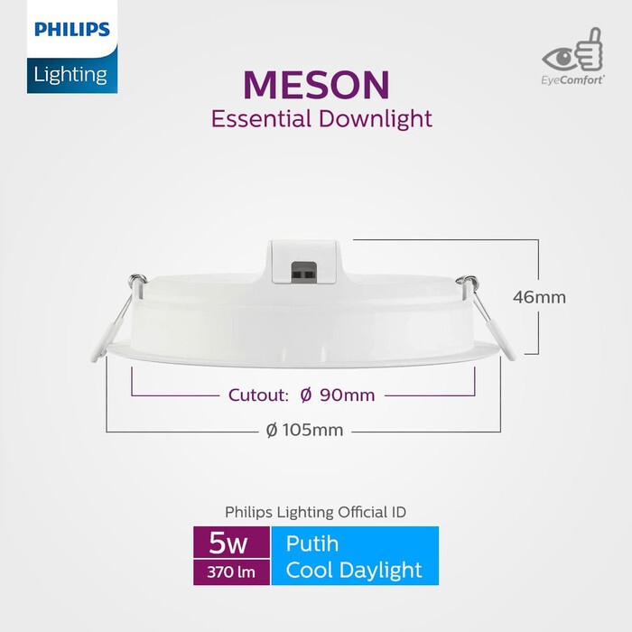 LAMPU DOWNLIGHT PANEL PHILIPS PACK 5W MESON 59447 MULTIPACK 5 WATT INBOW 220V TANAM BULAT PUTIH CW 6500K LED EYE COMPORT D90 SNI GARANSI ORIGINAL HIAS KAMAR TIDUR PLAFON CEILING RUMAH KAMAR MINIMALIS 3,5W 5W 9W 13W