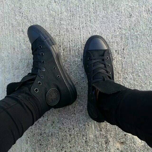 Sepatu Sekolah Converse All Star Hitam Polos Pria Wanita Sepatu Kerja Sekolah Santai Jalan Jalan