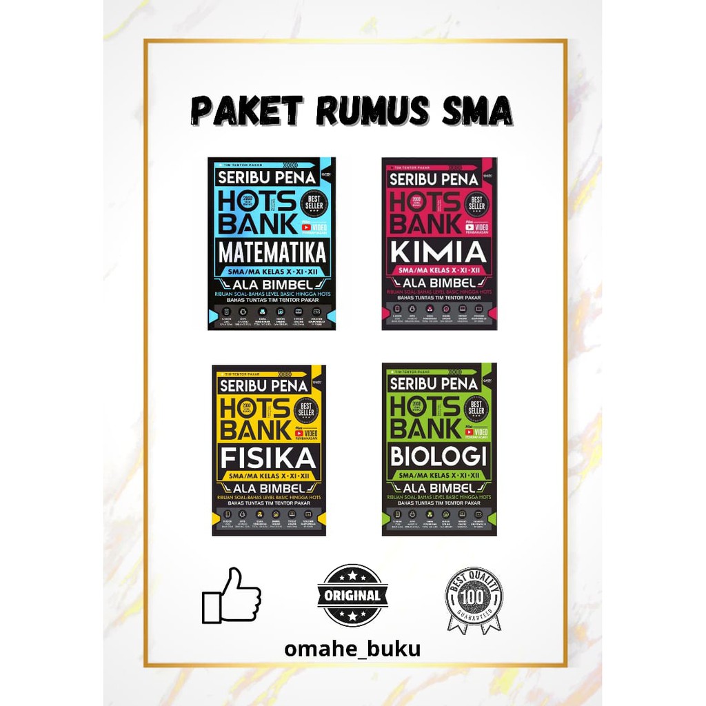 ORIGINAL  SERIBU PENA HOTS BANK MATEMATIKA,KIMIA,FISIKA,BIOLOGI SMA/MA