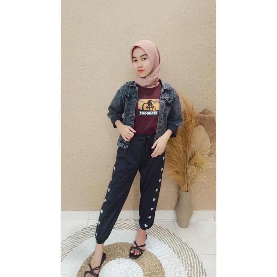 FC - Jogger Sweat Love | Jogger Pant Wanita Sweat Love Hati