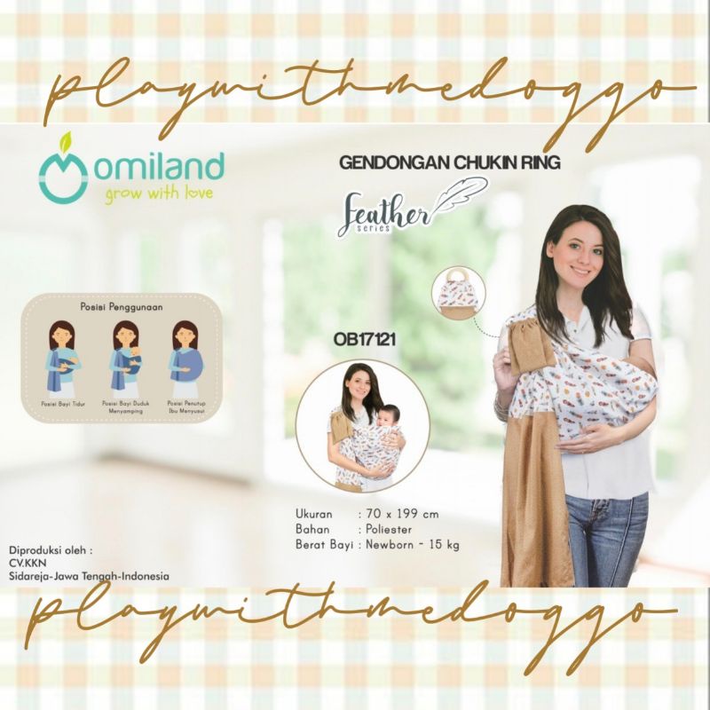 Omiland Gendongan Bayi Chukin Ring Feather Elegan Murah Tidak Panas