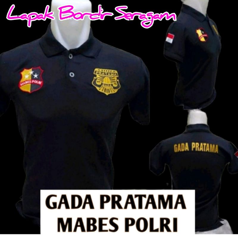 Kaos Gada Pratama - Kaos Kerah Gada Pratama Hitam Full Bordir