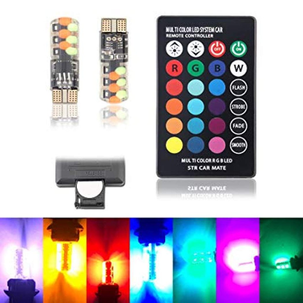 LAMPU LED T10 MOBIL MOTOR T10 RGB JELLY SMD ISI 2PCS REMOTE RGB02
