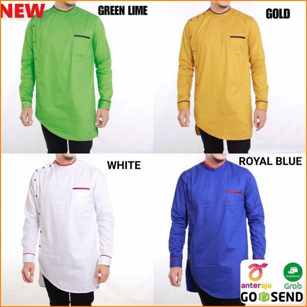 HM16 Baju Koko Pakistan Modern Koko Pria Dewasa Batik Kemeja Lengan Panjang