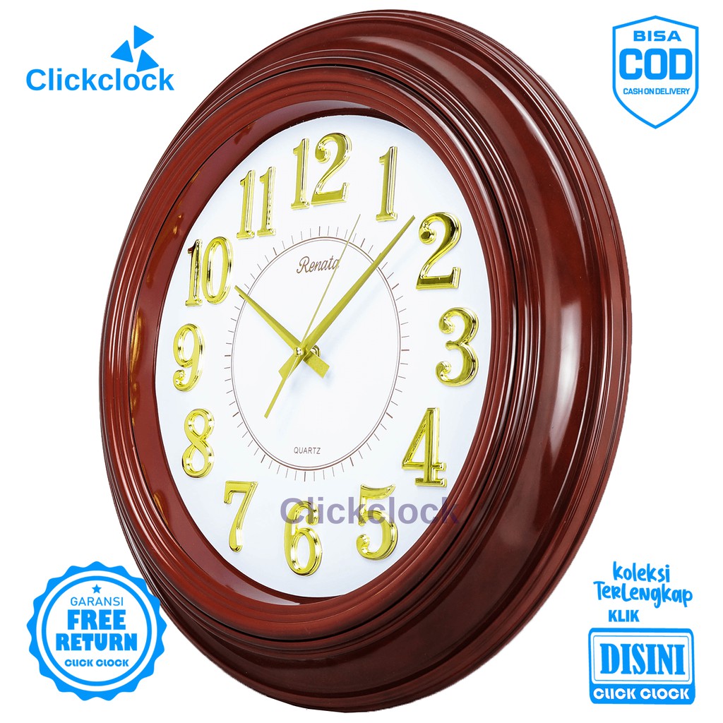 Jam Dinding Quartz Minimalis Coklat Renata ZX-9373 Besar Dekorasi Rumah Unik