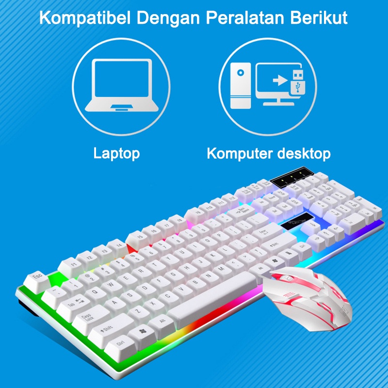 ITS G21 Gaming Mouse dan Keyboard Set Desain Ergonomis RGB Light Antarmuka USB