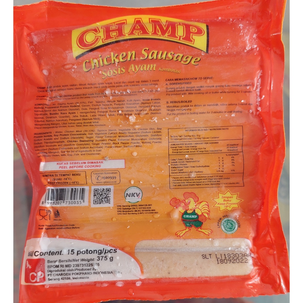 

CHAMP SOSIS 375 Gram isi 15 Pcs