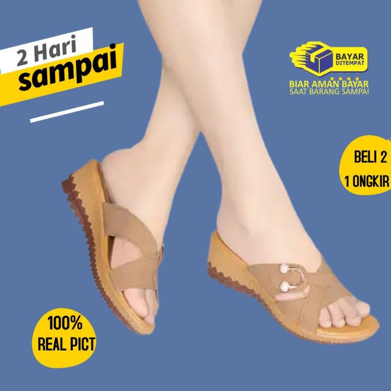 Sandal Sendal Wanita Wedges Terbaru Kekinian Murah