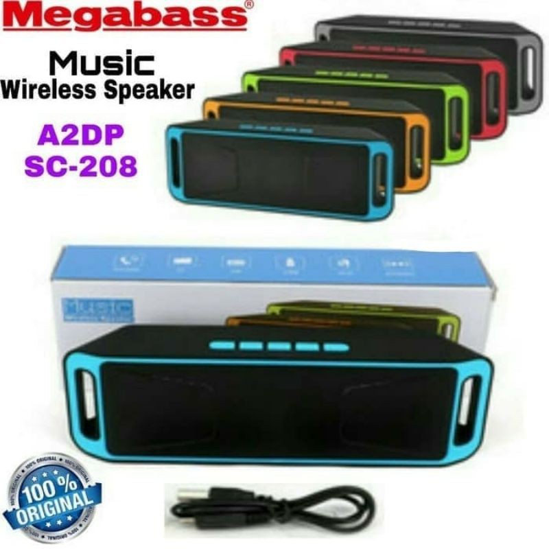 Speaker BLUETOOTH A2DP / SC-208 SC208 Stereo Musik MEGABASS Wireless