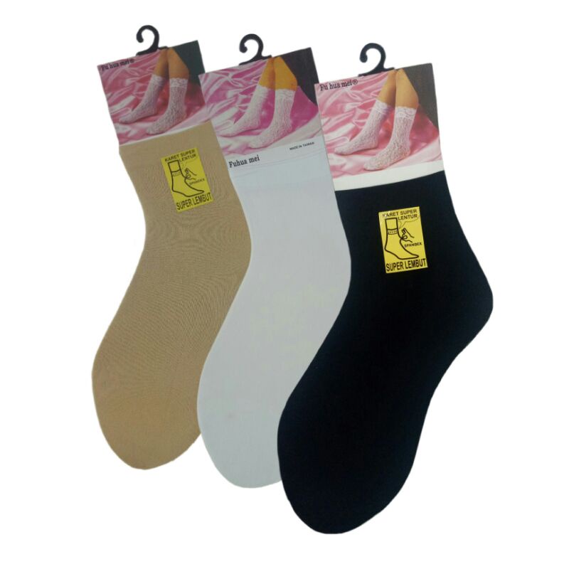 Kaos Kaki Stocking Tipis Pendek Semata Kaki Warna Crem Hitam Putih Polos Wanita Ter Murah Premium